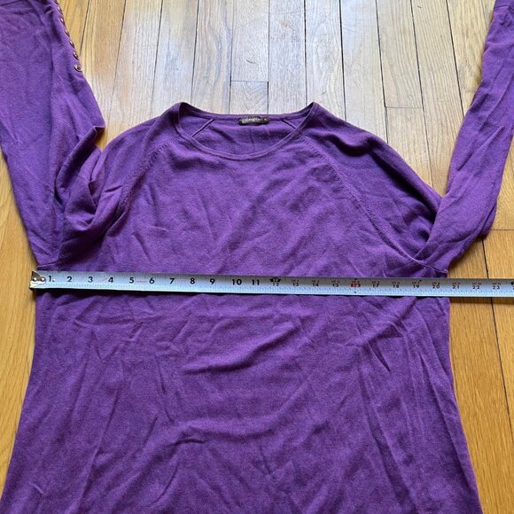 J. McLaughlin Size XL Purple Long Sleeve Button Cuff Crew Neck Sweater - Picture 5 of 11